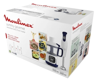 Универсальный набор 4 в 1 Moulinex Yummy Gourmet DD55W110 с погружным блендером и пароваркой, для де